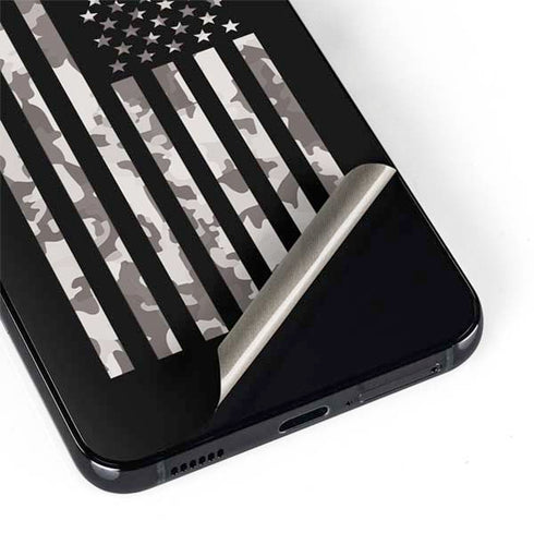 Black and White Camo American Flag Galaxy S22 Skin